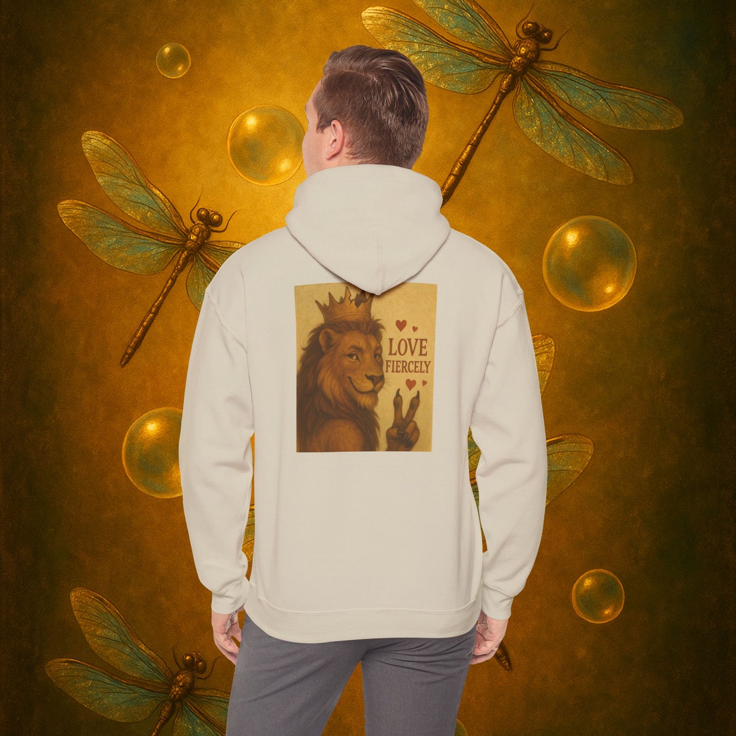 Never Bow Co. “Love Fiercely” Crowned Lion Hoodie | The crowned lion reminds you: Love fiercely, live boldly. A sacred strength hoodie crafted for rebels and dreamers who fight with heart, blending comfort, courage, and defiance in every stitch.