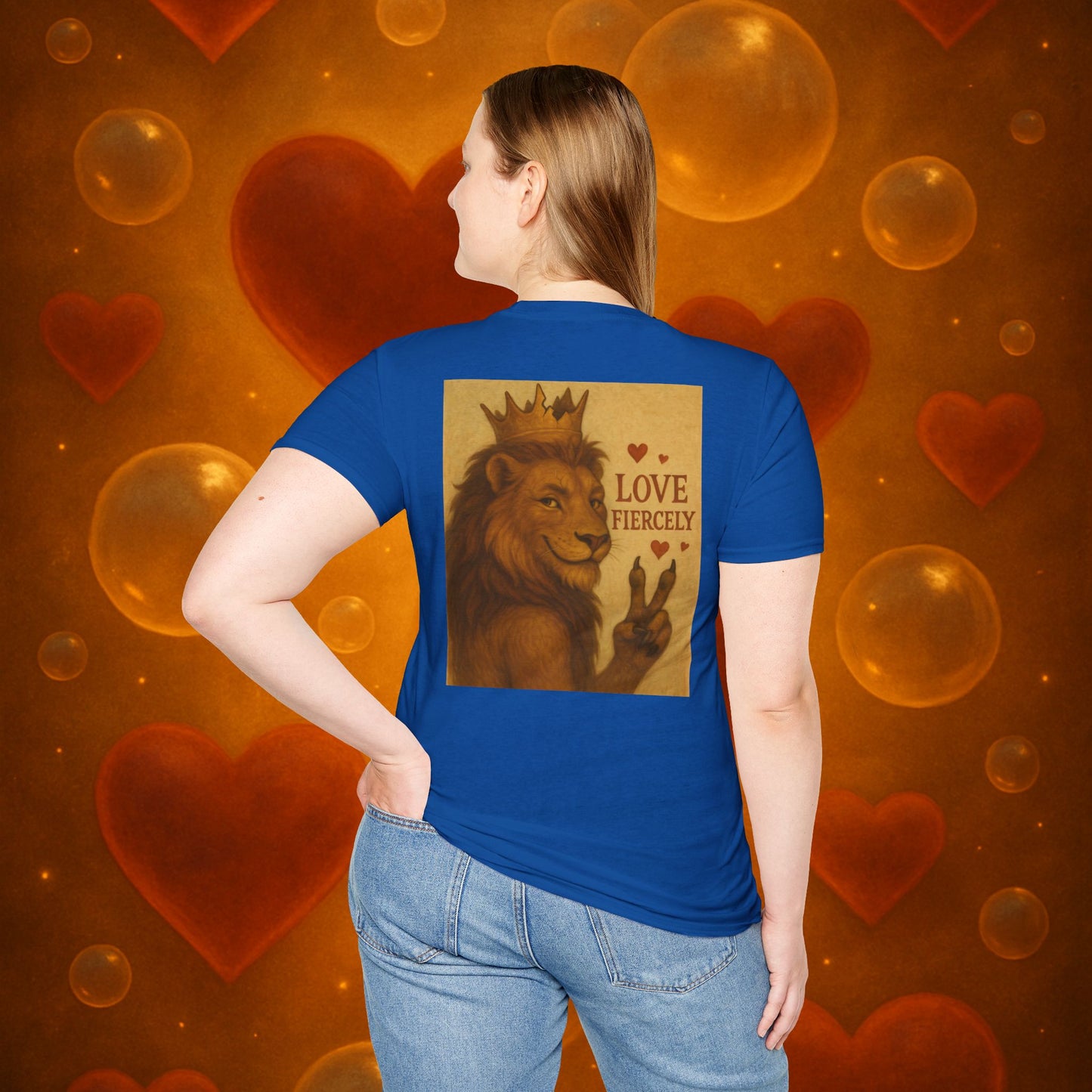 Never Bow Co. “Love Fiercely” Tee | Bold Streetwear Statement Shirt | The crowned lion commands: Love Fiercely. Heavy cotton strength meets fearless heart. Built for rebels who protect what matters and carry defiance with love. Wear the crown. Never Bow.