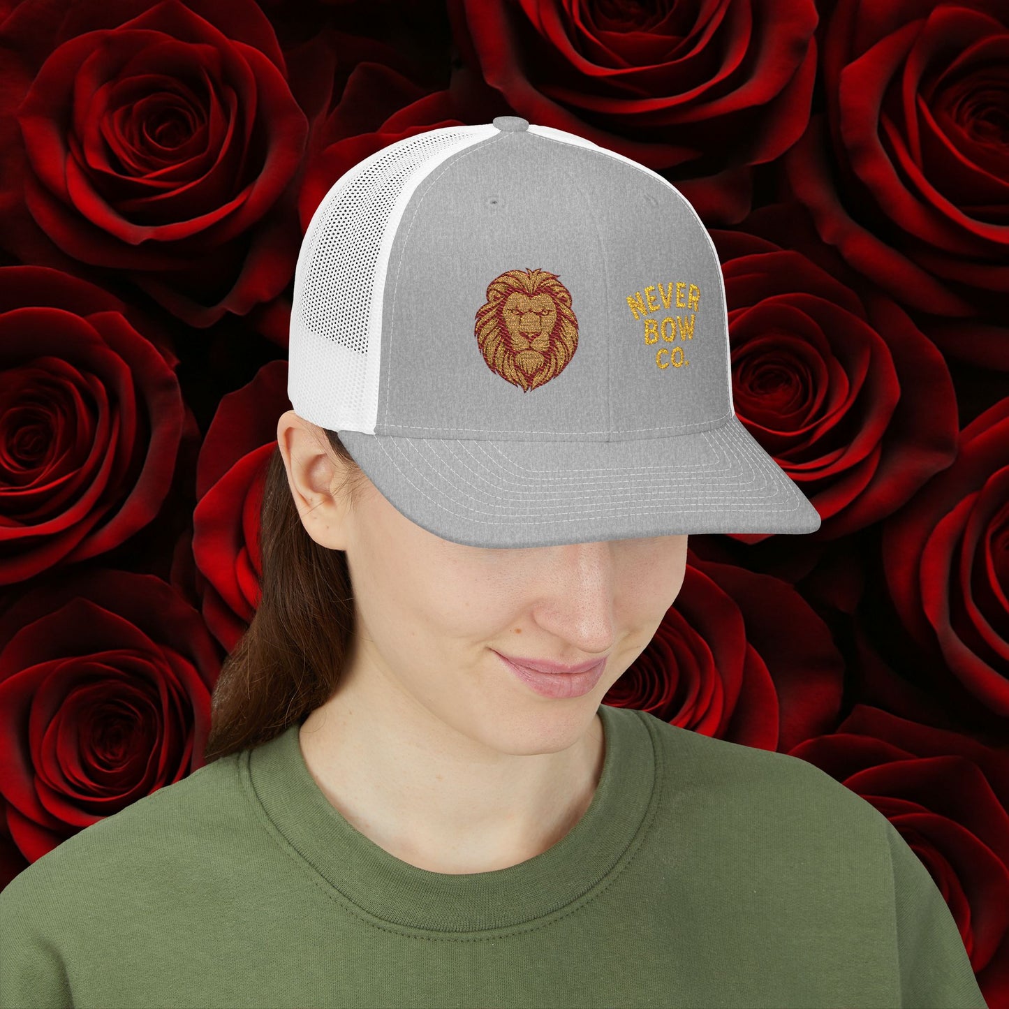 Never Bow Co. Embroidered Lion Hat – Defiance in Every Stitch. Carry the fire with the Never Bow Co. embroidered lion cap. Bold, unbreakable, stitched for warriors who won’t fold. Streetwear armor built for rebellion, defiance, and fearless truth-seekers.