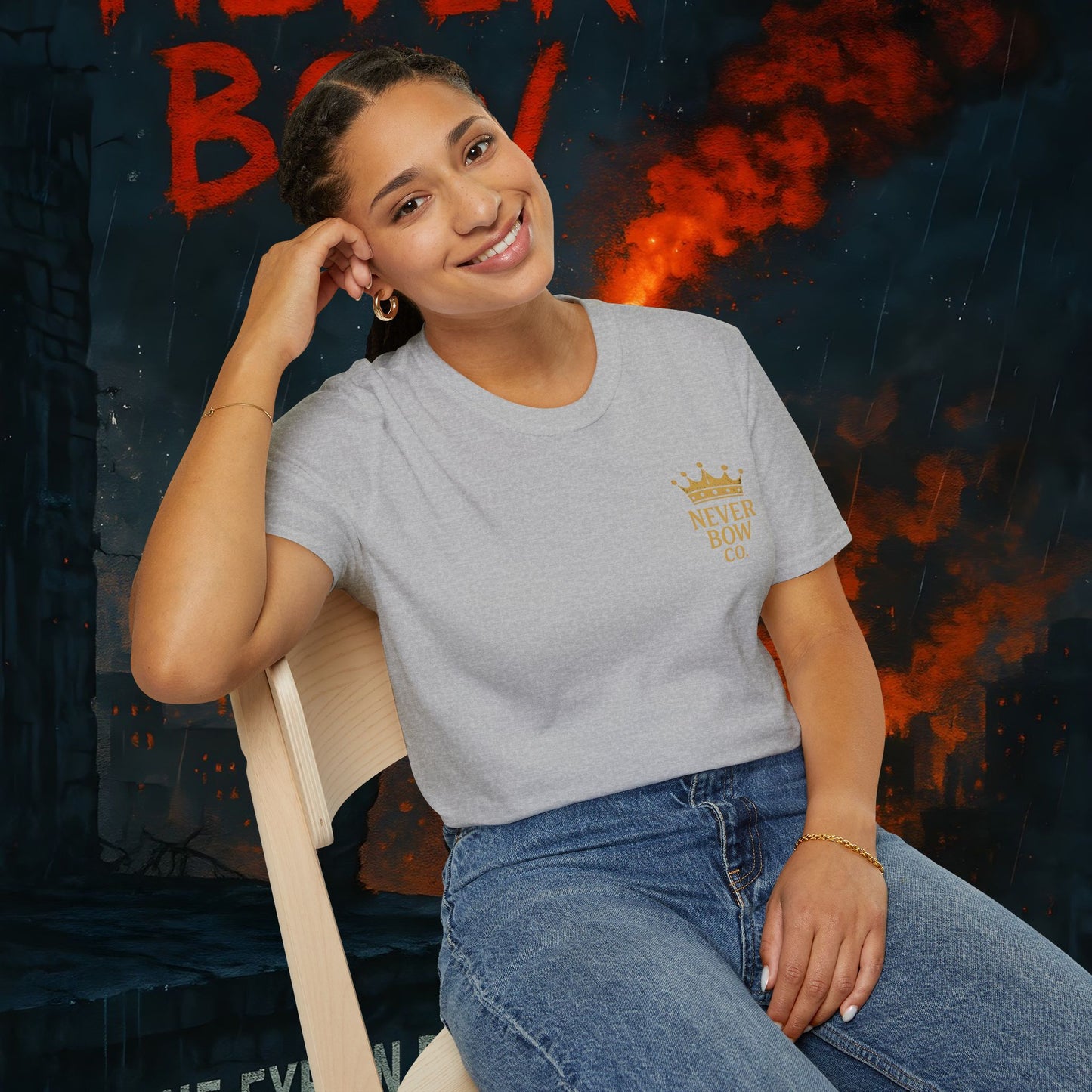 Never Bow Co “Divine Still Lives” | Bold Truth Streetwear. A fearless declaration: “Divine still lives in those who don’t submit.” Heavy cotton, lion-strength style. Built for warriors who resist control and wear their defiance as truth on the streets.