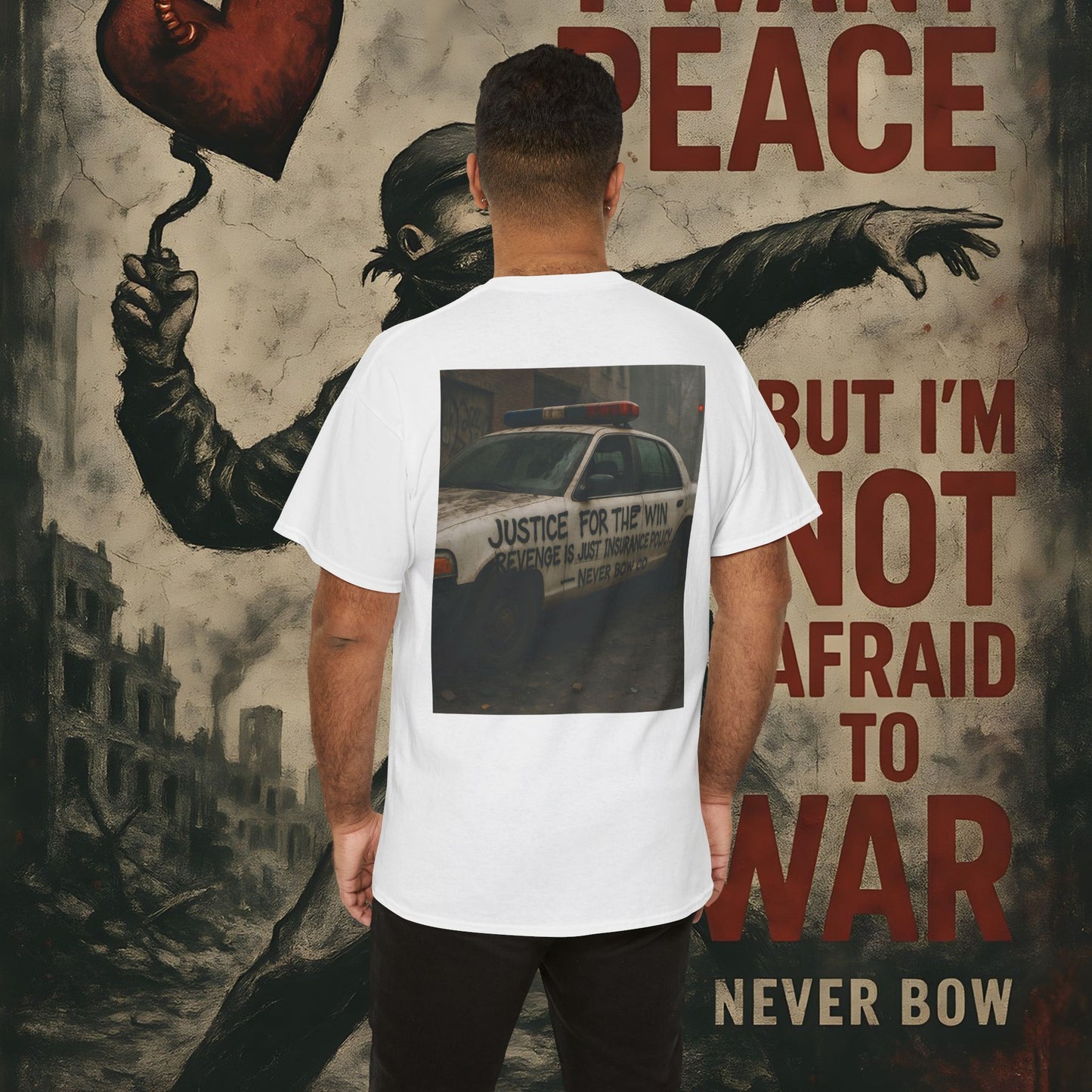 (Heavy Tee) Never Bow Co “Justice for the Truth” Protest Tee | Truth can’t be silenced. This protest tee carries raw defiance on its back — a streetwear statement for warriors demanding justice, truth, and accountability. Wear it. Shout louder.