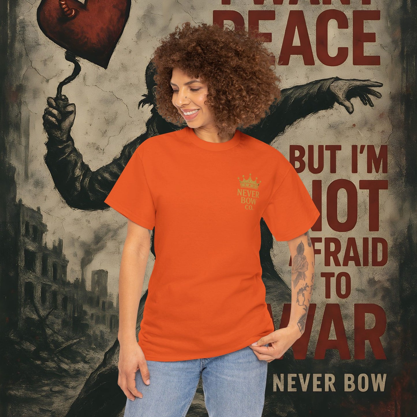 (Heavy Tee) Never Bow Co “You Broke Warrior’s Code” Defiance woven in cotton. Bold courtroom warrior’s graphic calling out broken codes. Built for strength, resistance, and truth-tellers who won’t fold. Wear the message, carry the fire, Never Bow.