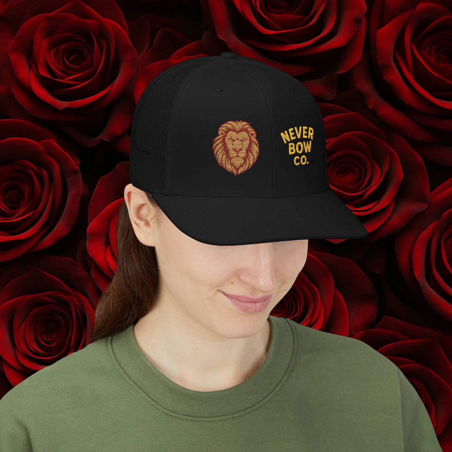 Never Bow Co. Embroidered Lion Hat – Defiance in Every Stitch. Carry the fire with the Never Bow Co. embroidered lion cap. Bold, unbreakable, stitched for warriors who won’t fold. Streetwear armor built for rebellion, defiance, and fearless truth-seekers.