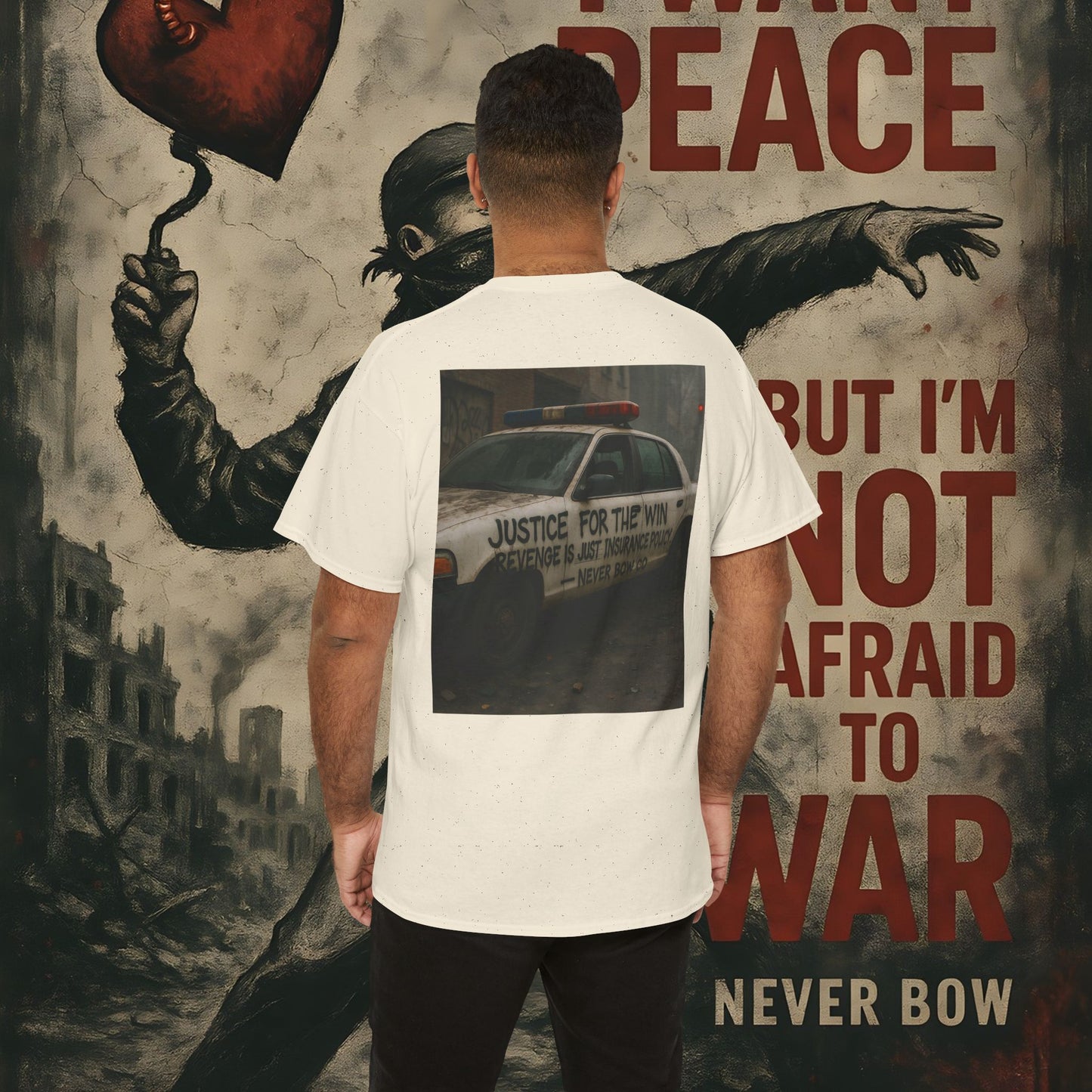 (Heavy Tee) Never Bow Co “Justice for the Truth” Protest Tee | Truth can’t be silenced. This protest tee carries raw defiance on its back — a streetwear statement for warriors demanding justice, truth, and accountability. Wear it. Shout louder.
