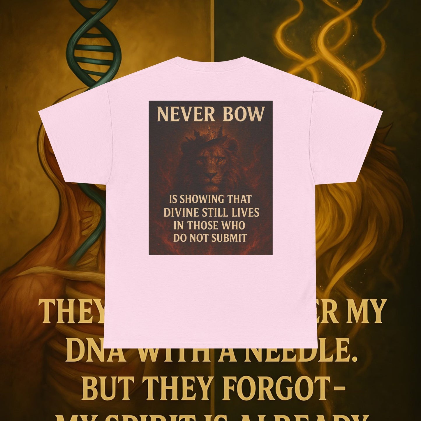 (Heavy Tee) Never Bow Co “Divine Still Lives” Statement Shirt | The Divine Still Lives "Heavy Tee" carries defiance: “Divine still lives in those who don’t submit.” A unisex cut for warriors, rebels, and truth seekers.