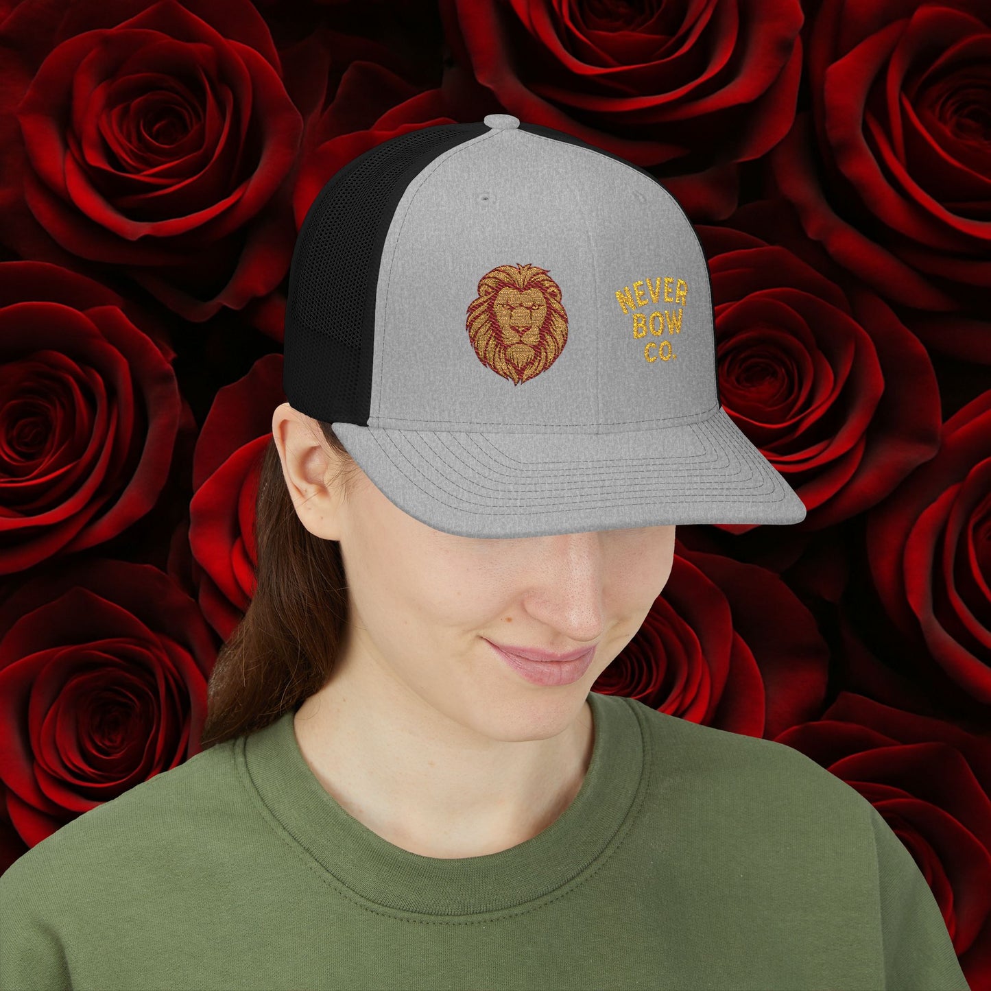 Never Bow Co. Embroidered Lion Hat – Defiance in Every Stitch. Carry the fire with the Never Bow Co. embroidered lion cap. Bold, unbreakable, stitched for warriors who won’t fold. Streetwear armor built for rebellion, defiance, and fearless truth-seekers.