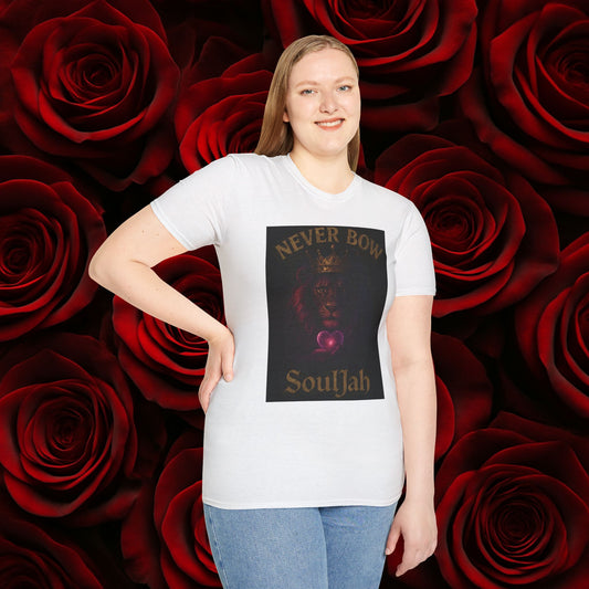 Never Bow SoulJah Tee | Sacred Lion Edition | Built as streetwear armor, the SoulJah Tee carries the sacred lion crest — symbol of defiance, loyalty, and truth. For rebels, warriors, and seekers who refuse submission. Wear strength. Never Bow.