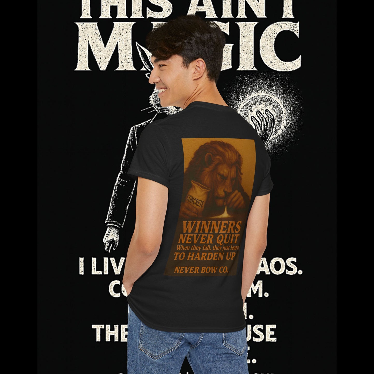 (Heavy Tee) Winners Never Quit Tee | Built for warriors who refuse to fold. “Winners Never Quit. When they fall, they just learn to harden up.” Perfect for strength, grit, and statement style.