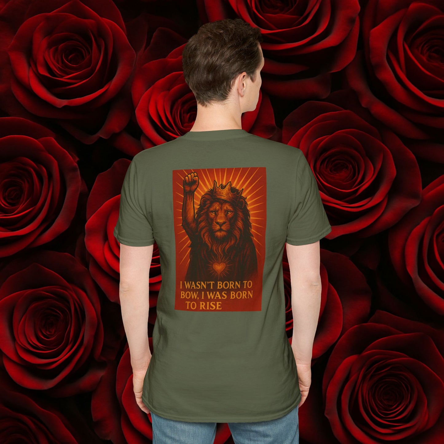 Never Bow Co. “Born to Rise” Rebellion Lion Tee | Rise above fear. The Rebellion Lion tee roars strength and defiance — crafted from lightweight cotton, built for rebels who lead, fight, and inspire. Streetwear for souls who refuse to bow.