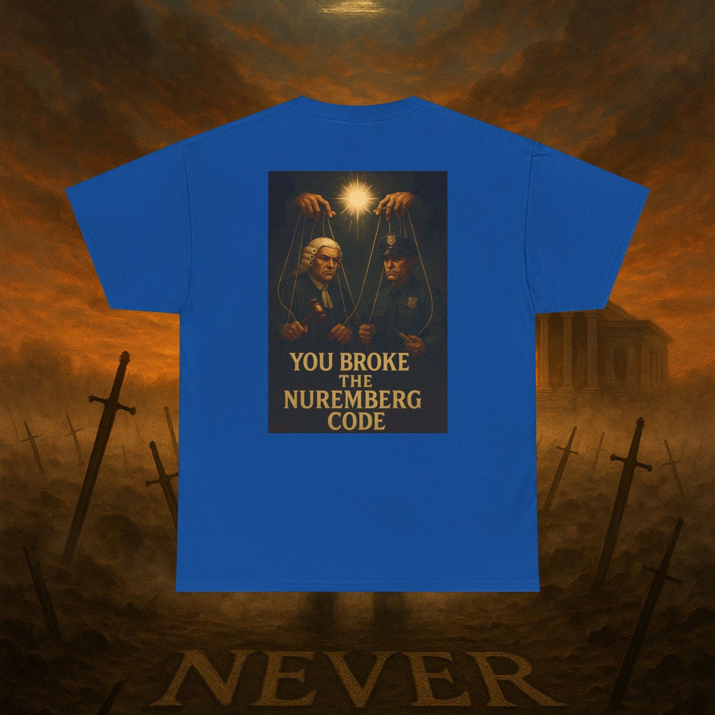 (Heavy Tee) Never Bow Co “You Broke Warrior’s Code” Defiance woven in cotton. Bold courtroom warrior’s graphic calling out broken codes. Built for strength, resistance, and truth-tellers who won’t fold. Wear the message, carry the fire, Never Bow.