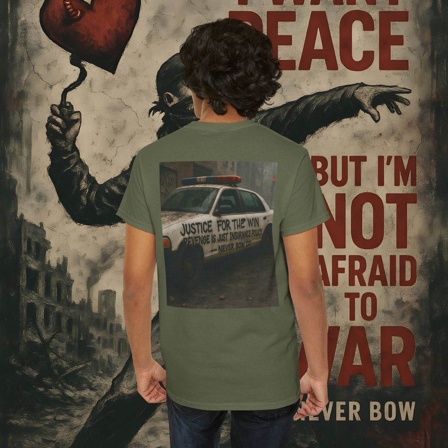 (Heavy Tee) Never Bow Co “Justice for the Truth” Protest Tee | Truth can’t be silenced. This protest tee carries raw defiance on its back — a streetwear statement for warriors demanding justice, truth, and accountability. Wear it. Shout louder.