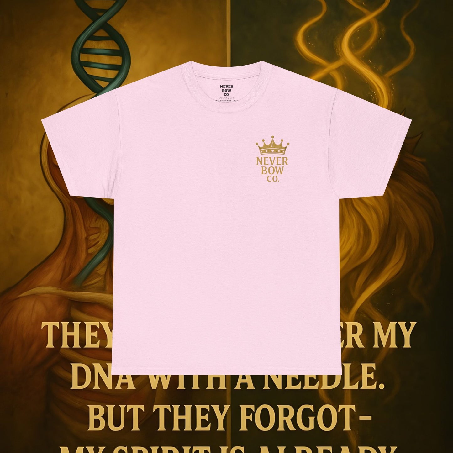 (Heavy Tee) Never Bow Co “Divine Still Lives” Statement Shirt | The Divine Still Lives "Heavy Tee" carries defiance: “Divine still lives in those who don’t submit.” A unisex cut for warriors, rebels, and truth seekers.