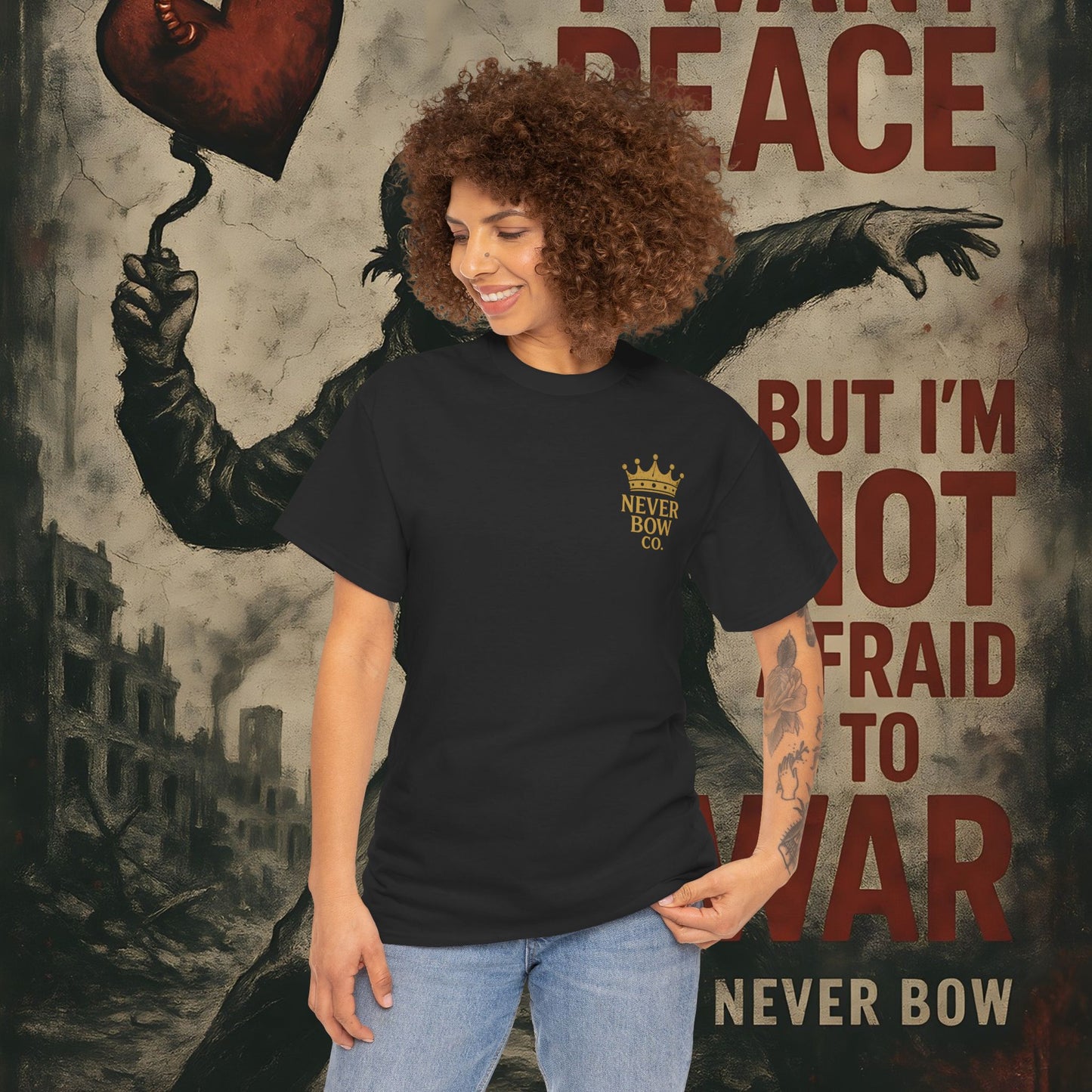 (Heavy Tee) Never Bow Co “You Broke Warrior’s Code” Defiance woven in cotton. Bold courtroom warrior’s graphic calling out broken codes. Built for strength, resistance, and truth-tellers who won’t fold. Wear the message, carry the fire, Never Bow.