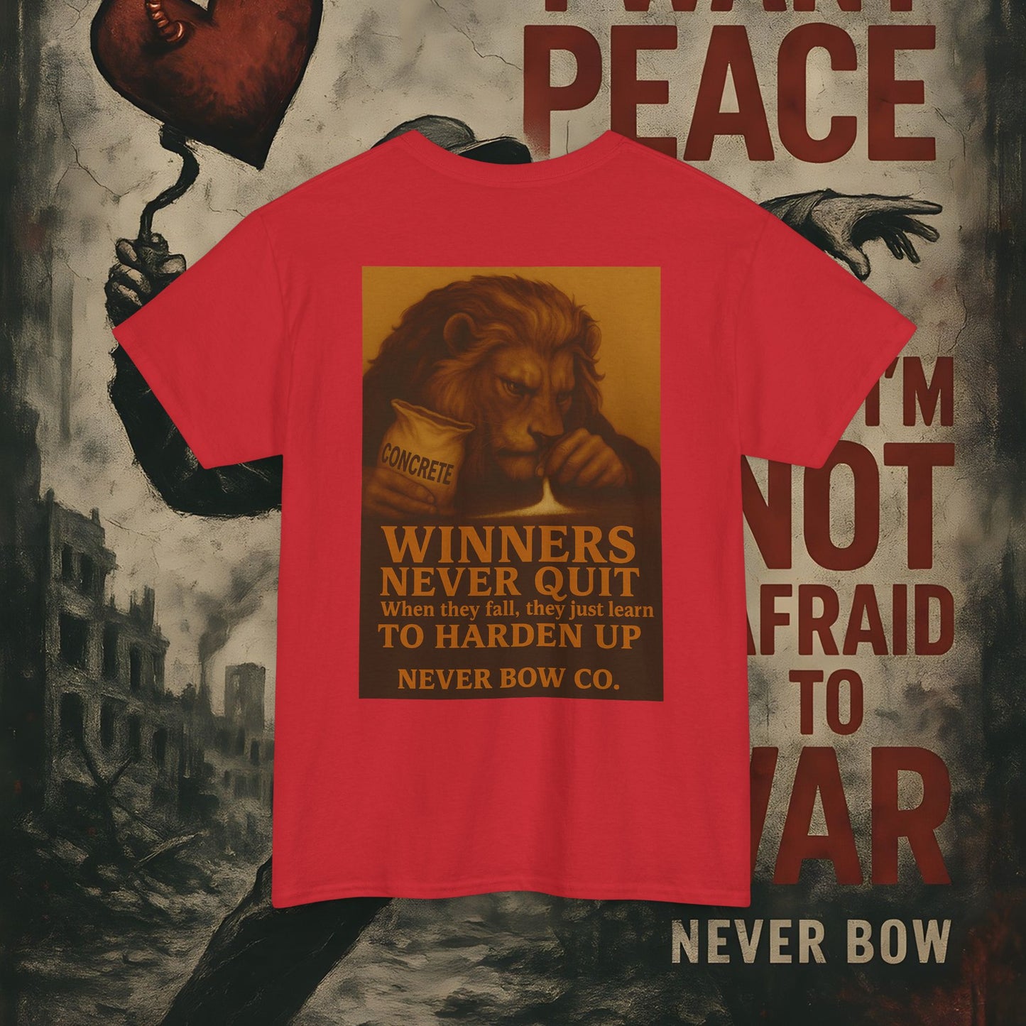 (Heavy Tee) Winners Never Quit Tee | Built for warriors who refuse to fold. “Winners Never Quit. When they fall, they just learn to harden up.” Perfect for strength, grit, and statement style.