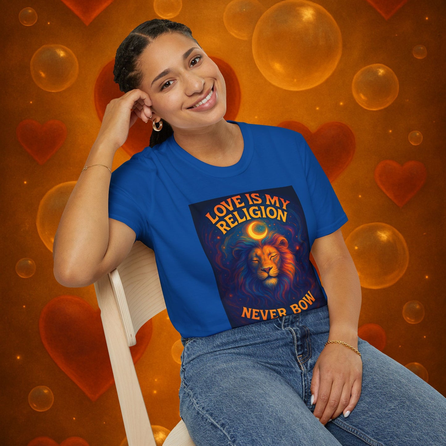 Never Bow Co. “Love Is My Religion” Tee | Spiritual Streetwear Statement declares: Love is my religion. This tee carries spiritual strength and fearless defiance. For seekers, rebels, and warriors who wear love as their creed. Never Bow.