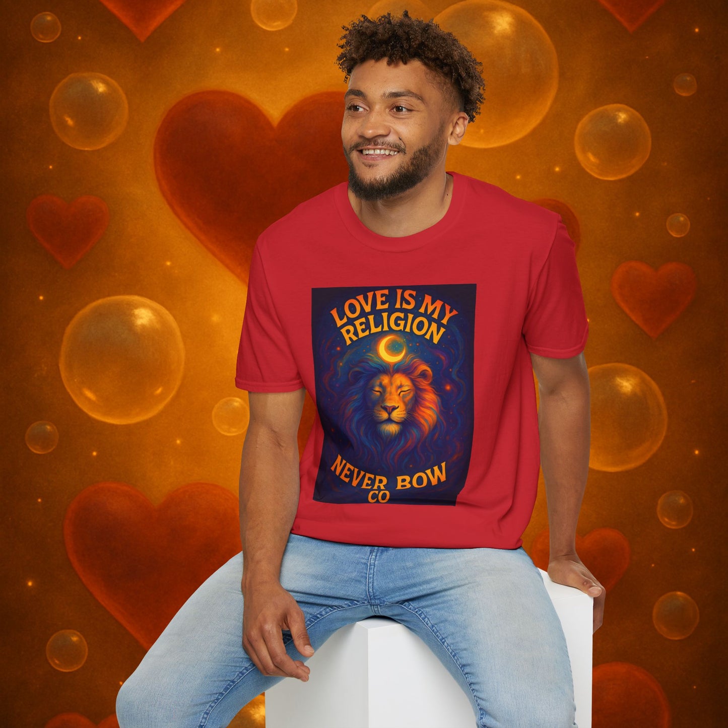 Never Bow Co. “Love Is My Religion” Tee | Spiritual Streetwear Statement declares: Love is my religion. This tee carries spiritual strength and fearless defiance. For seekers, rebels, and warriors who wear love as their creed. Never Bow.