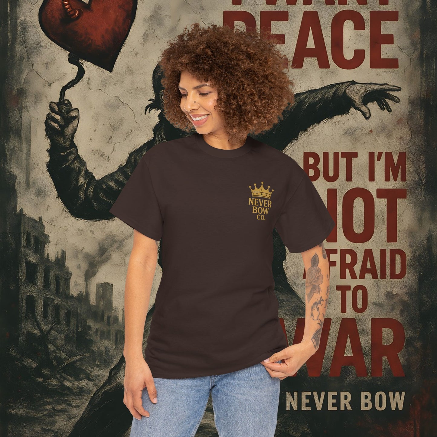 (Heavy Tee) Never Bow Co “You Broke Warrior’s Code” Defiance woven in cotton. Bold courtroom warrior’s graphic calling out broken codes. Built for strength, resistance, and truth-tellers who won’t fold. Wear the message, carry the fire, Never Bow.