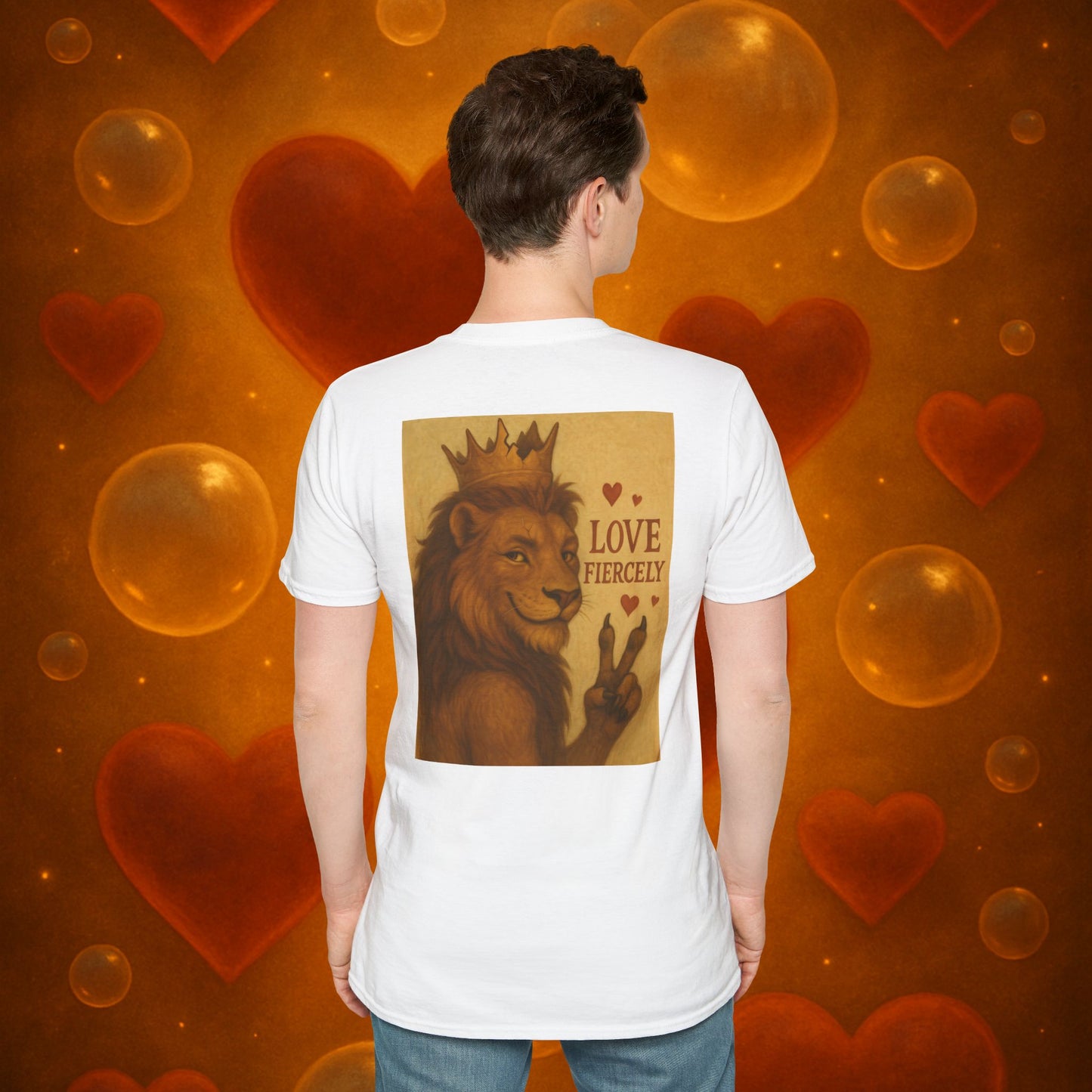 Never Bow Co. “Love Fiercely” Tee | Bold Streetwear Statement Shirt | The crowned lion commands: Love Fiercely. Heavy cotton strength meets fearless heart. Built for rebels who protect what matters and carry defiance with love. Wear the crown. Never Bow.