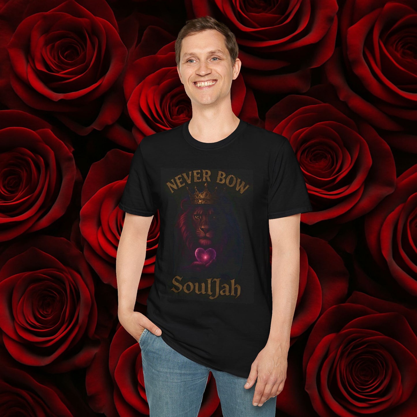 Never Bow SoulJah Tee | Sacred Lion Edition | Built as streetwear armor, the SoulJah Tee carries the sacred lion crest — symbol of defiance, loyalty, and truth. For rebels, warriors, and seekers who refuse submission. Wear strength. Never Bow.