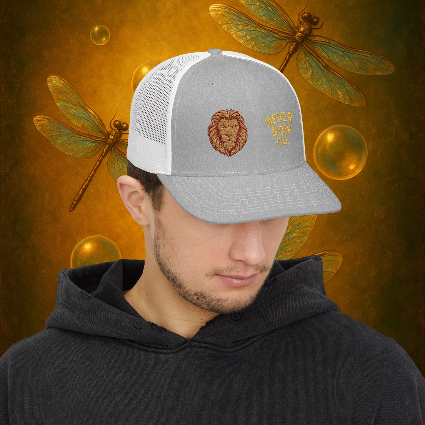 Never Bow Co. Embroidered Lion Hat – Defiance in Every Stitch. Carry the fire with the Never Bow Co. embroidered lion cap. Bold, unbreakable, stitched for warriors who won’t fold. Streetwear armor built for rebellion, defiance, and fearless truth-seekers.