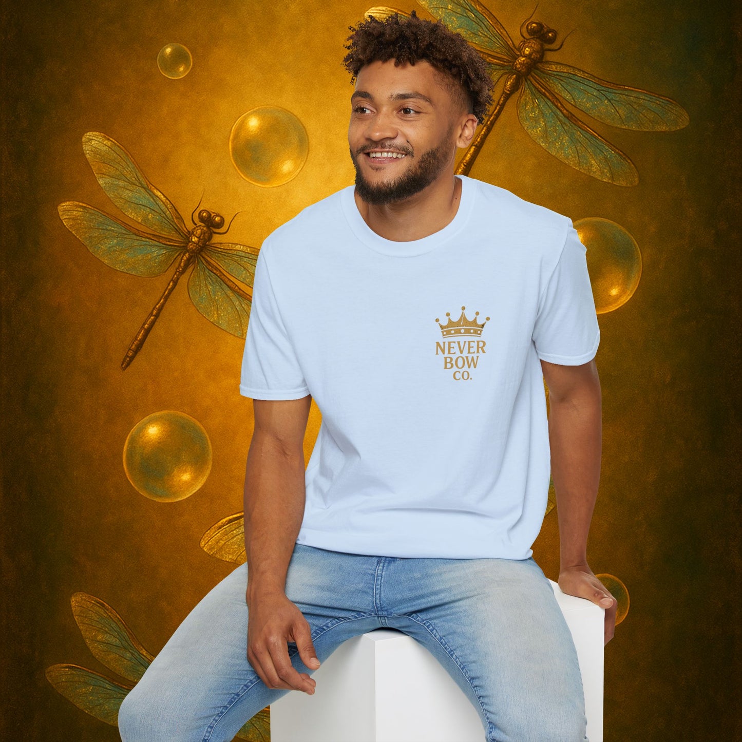 Never Bow Co. “Love Fiercely” Tee | Bold Streetwear Statement Shirt | The crowned lion commands: Love Fiercely. Heavy cotton strength meets fearless heart. Built for rebels who protect what matters and carry defiance with love. Wear the crown. Never Bow.