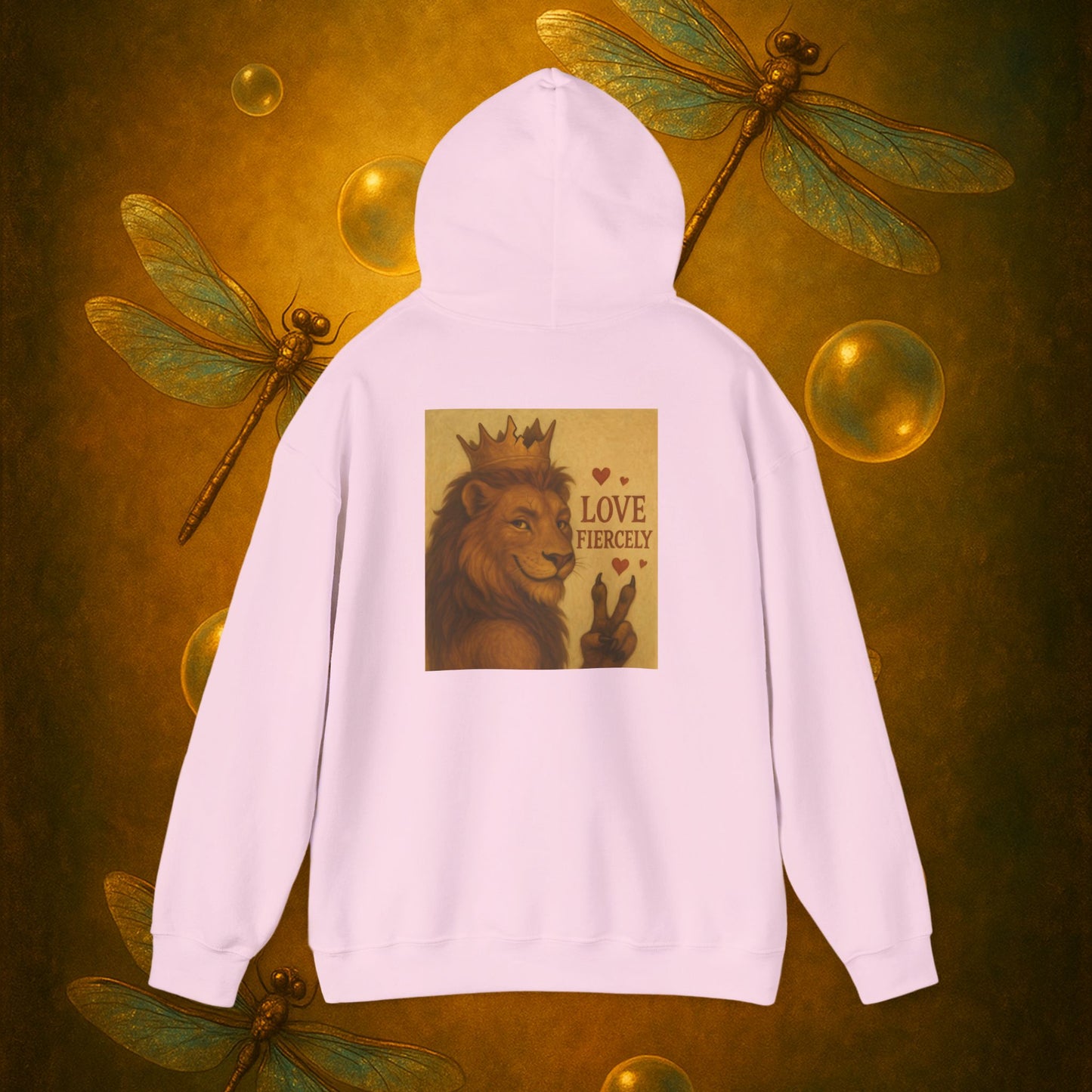 Never Bow Co. “Love Fiercely” Crowned Lion Hoodie | The crowned lion reminds you: Love fiercely, live boldly. A sacred strength hoodie crafted for rebels and dreamers who fight with heart, blending comfort, courage, and defiance in every stitch.