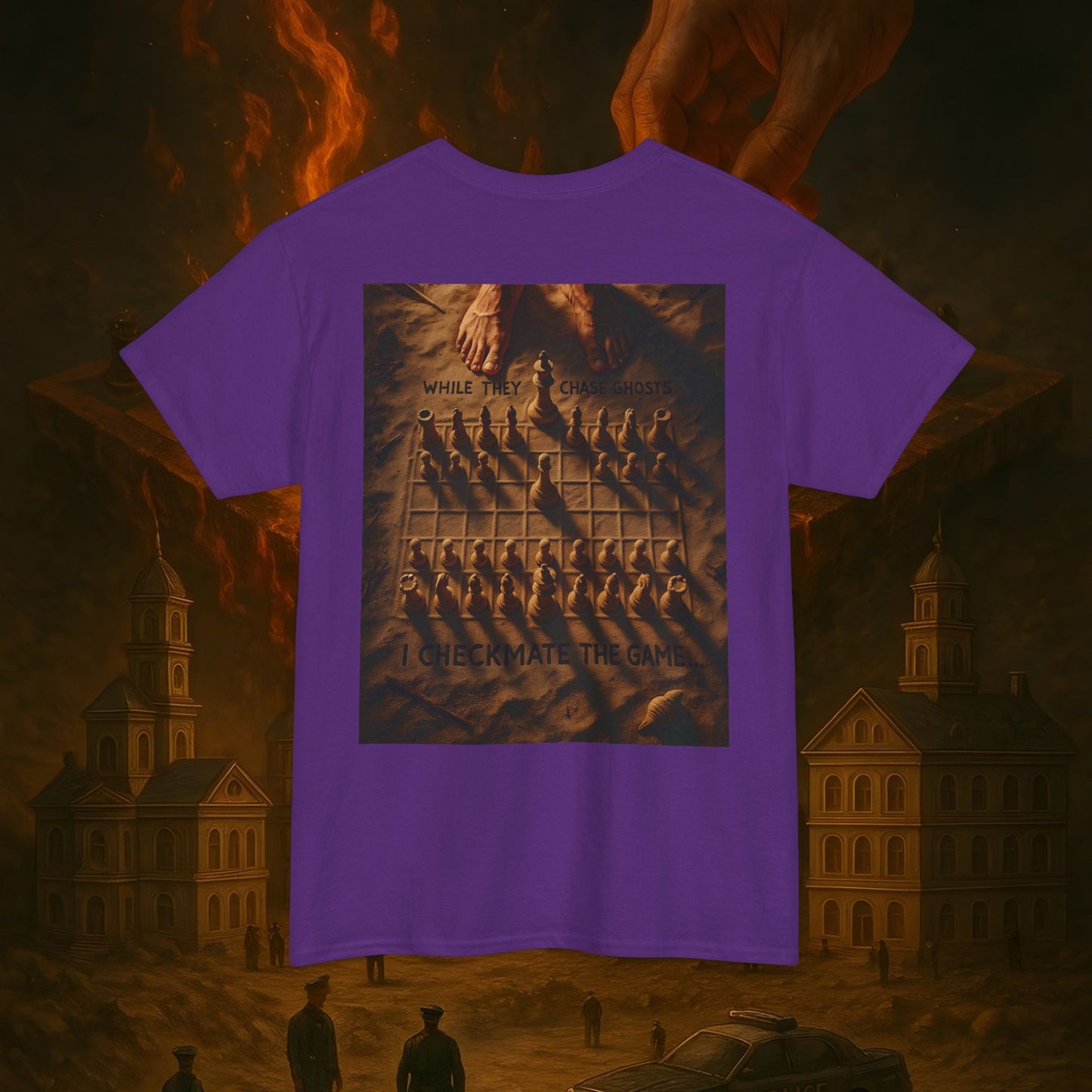 (Heavy Tee) Never Bow Co. Chess Series Tee – “The Game Is Over” | Statement tee featuring the iconic chessboard design — a symbol of battles fought and finished. Built for warriors who refuse to bow, it declares checkmate to the system with style.