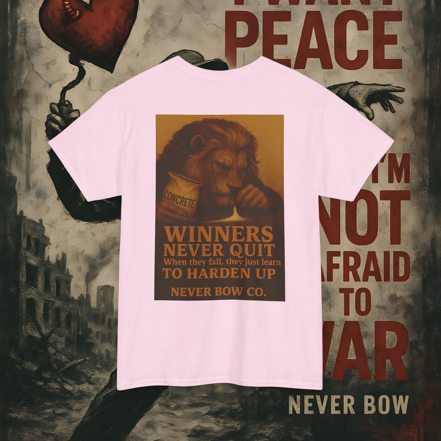 (Heavy Tee) Winners Never Quit Tee | Built for warriors who refuse to fold. “Winners Never Quit. When they fall, they just learn to harden up.” Perfect for strength, grit, and statement style.