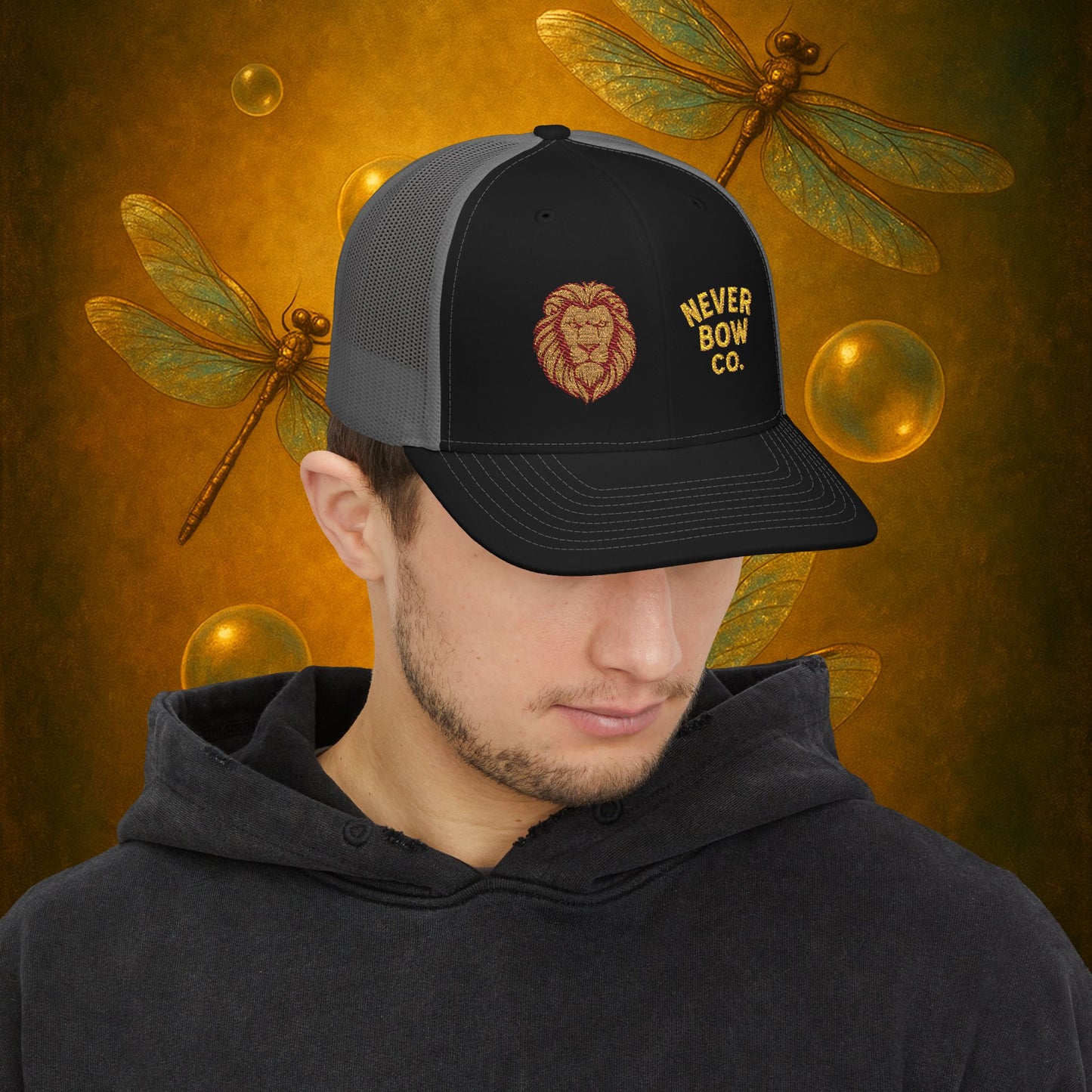 Never Bow Co. Embroidered Lion Hat – Defiance in Every Stitch. Carry the fire with the Never Bow Co. embroidered lion cap. Bold, unbreakable, stitched for warriors who won’t fold. Streetwear armor built for rebellion, defiance, and fearless truth-seekers.