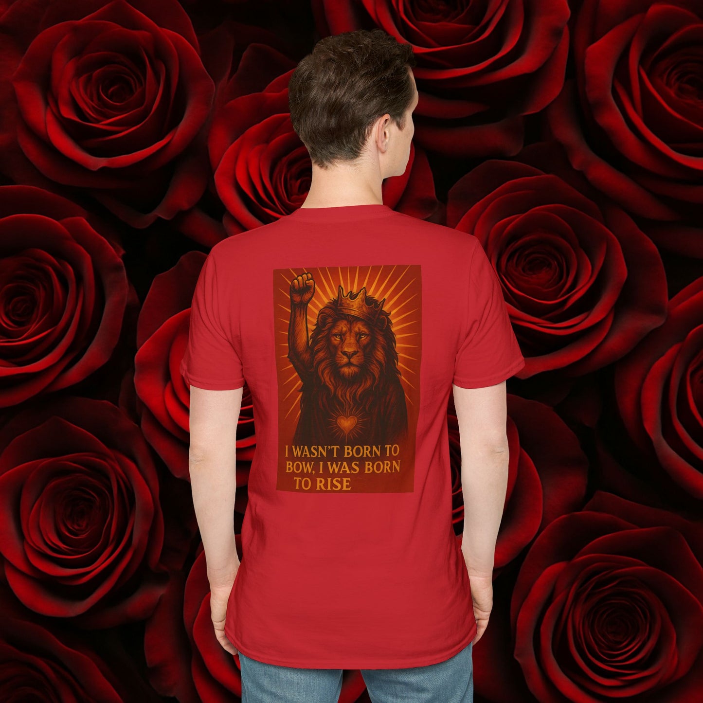 Never Bow Co. “Born to Rise” Rebellion Lion Tee | Rise above fear. The Rebellion Lion tee roars strength and defiance — crafted from lightweight cotton, built for rebels who lead, fight, and inspire. Streetwear for souls who refuse to bow.