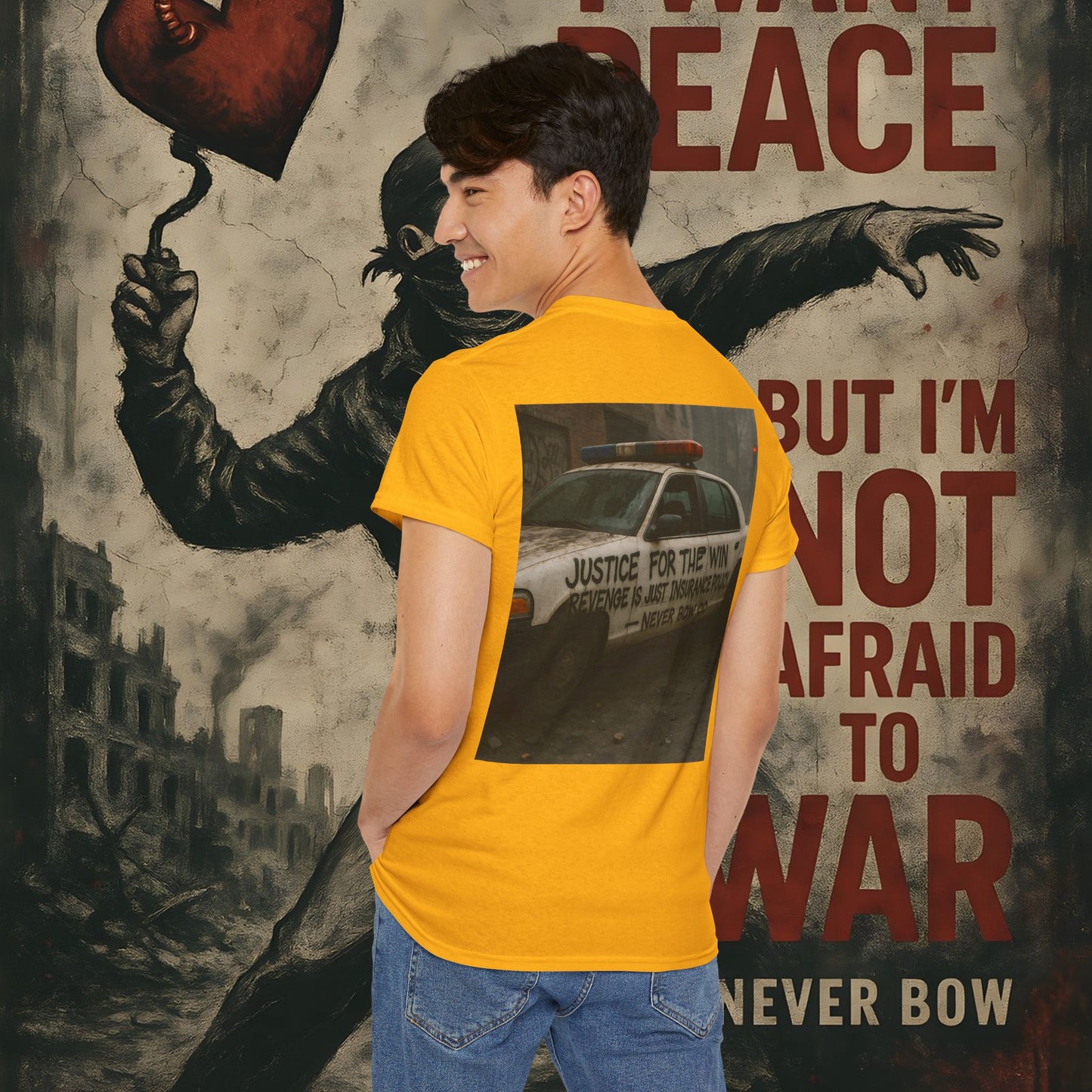 (Heavy Tee) Never Bow Co “Justice for the Truth” Protest Tee | Truth can’t be silenced. This protest tee carries raw defiance on its back — a streetwear statement for warriors demanding justice, truth, and accountability. Wear it. Shout louder.