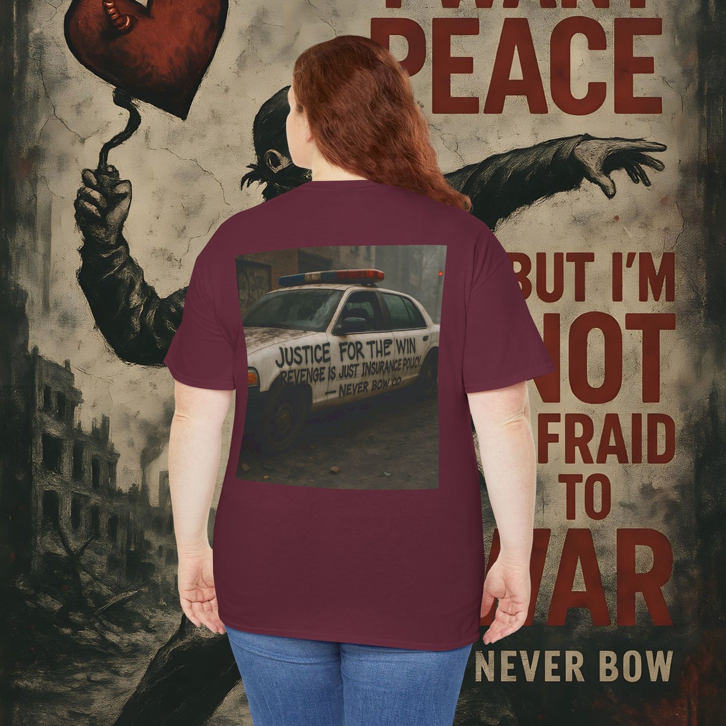 (Heavy Tee) Never Bow Co “Justice for the Truth” Protest Tee | Truth can’t be silenced. This protest tee carries raw defiance on its back — a streetwear statement for warriors demanding justice, truth, and accountability. Wear it. Shout louder.