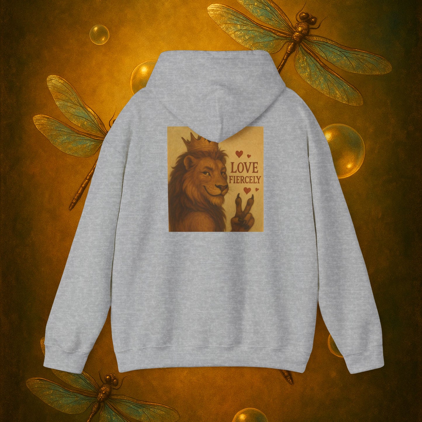 Never Bow Co. “Love Fiercely” Crowned Lion Hoodie | The crowned lion reminds you: Love fiercely, live boldly. A sacred strength hoodie crafted for rebels and dreamers who fight with heart, blending comfort, courage, and defiance in every stitch.