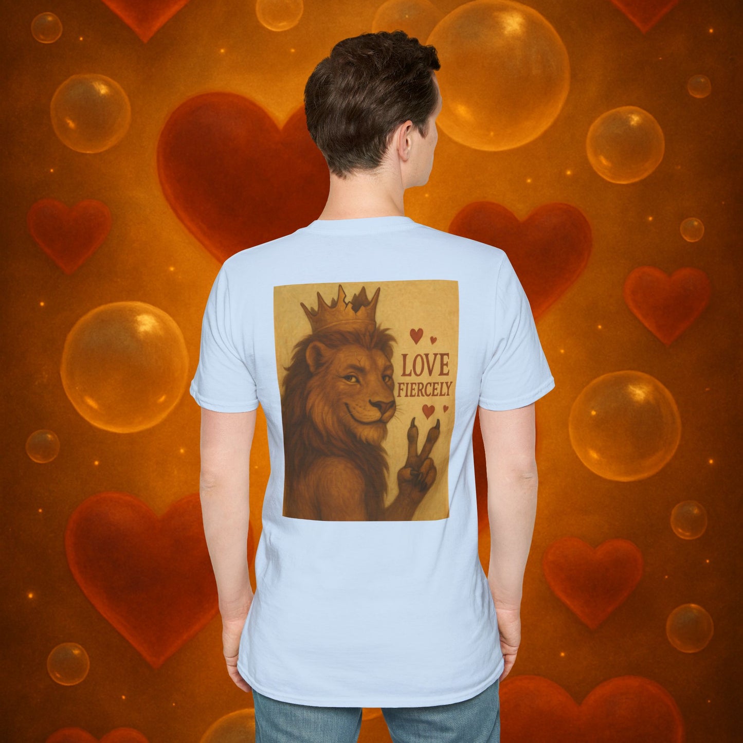 Never Bow Co. “Love Fiercely” Tee | Bold Streetwear Statement Shirt | The crowned lion commands: Love Fiercely. Heavy cotton strength meets fearless heart. Built for rebels who protect what matters and carry defiance with love. Wear the crown. Never Bow.