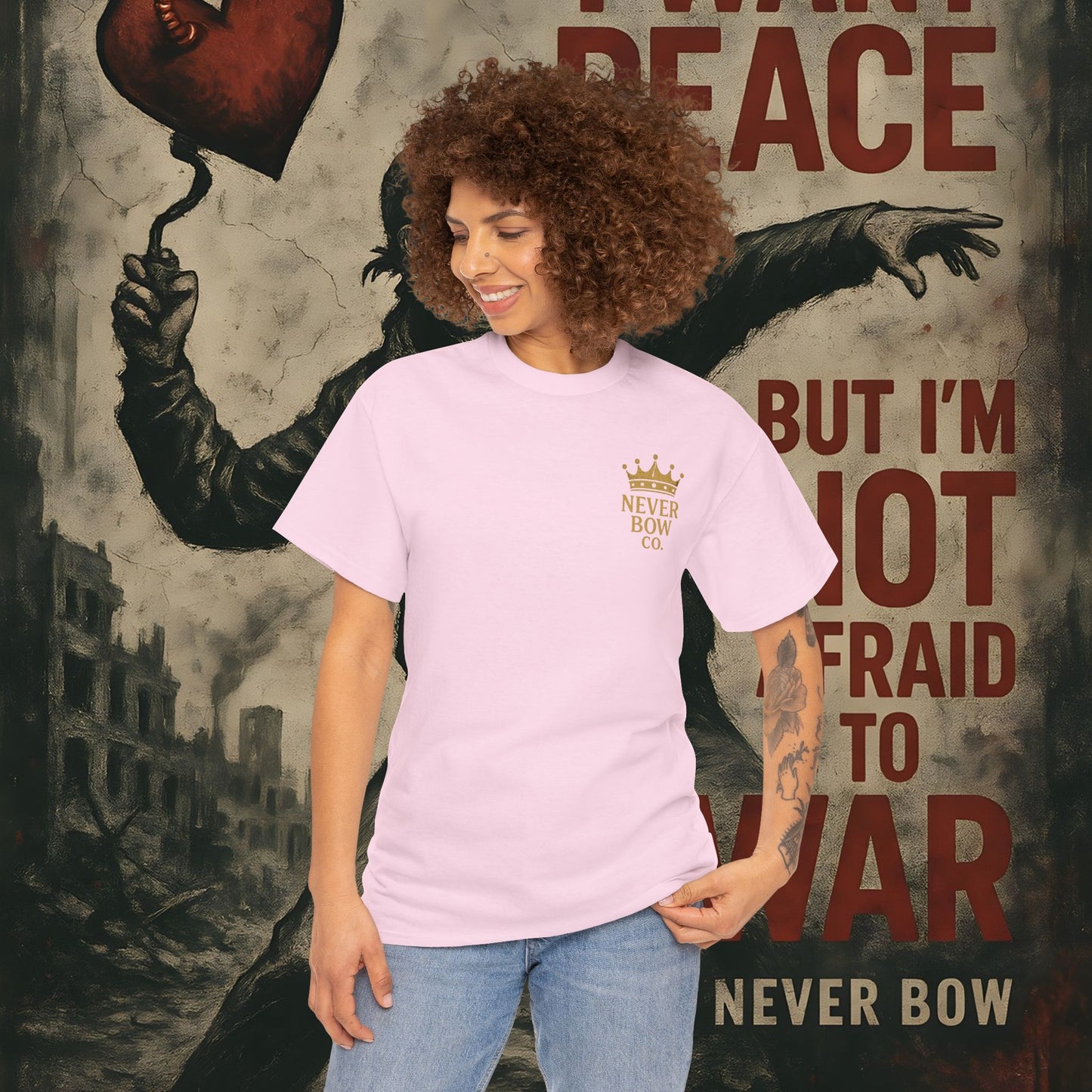 (Heavy Tee) Never Bow Co “You Broke Warrior’s Code” Defiance woven in cotton. Bold courtroom warrior’s graphic calling out broken codes. Built for strength, resistance, and truth-tellers who won’t fold. Wear the message, carry the fire, Never Bow.
