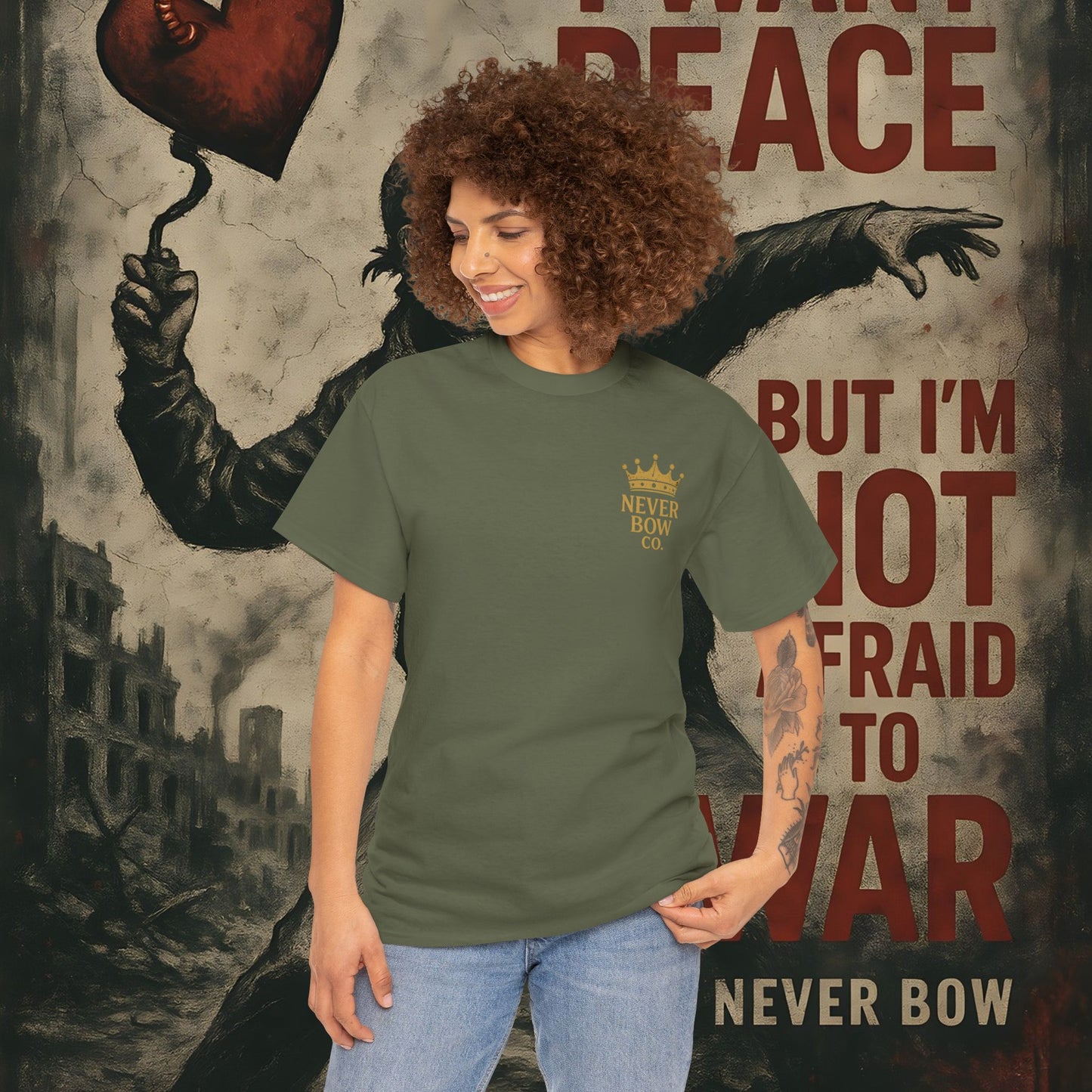 (Heavy Tee) Never Bow Co “You Broke Warrior’s Code” Defiance woven in cotton. Bold courtroom warrior’s graphic calling out broken codes. Built for strength, resistance, and truth-tellers who won’t fold. Wear the message, carry the fire, Never Bow.