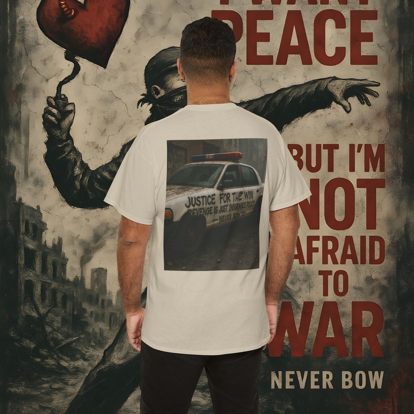 (Heavy Tee) Never Bow Co “Justice for the Truth” Protest Tee | Truth can’t be silenced. This protest tee carries raw defiance on its back — a streetwear statement for warriors demanding justice, truth, and accountability. Wear it. Shout louder.