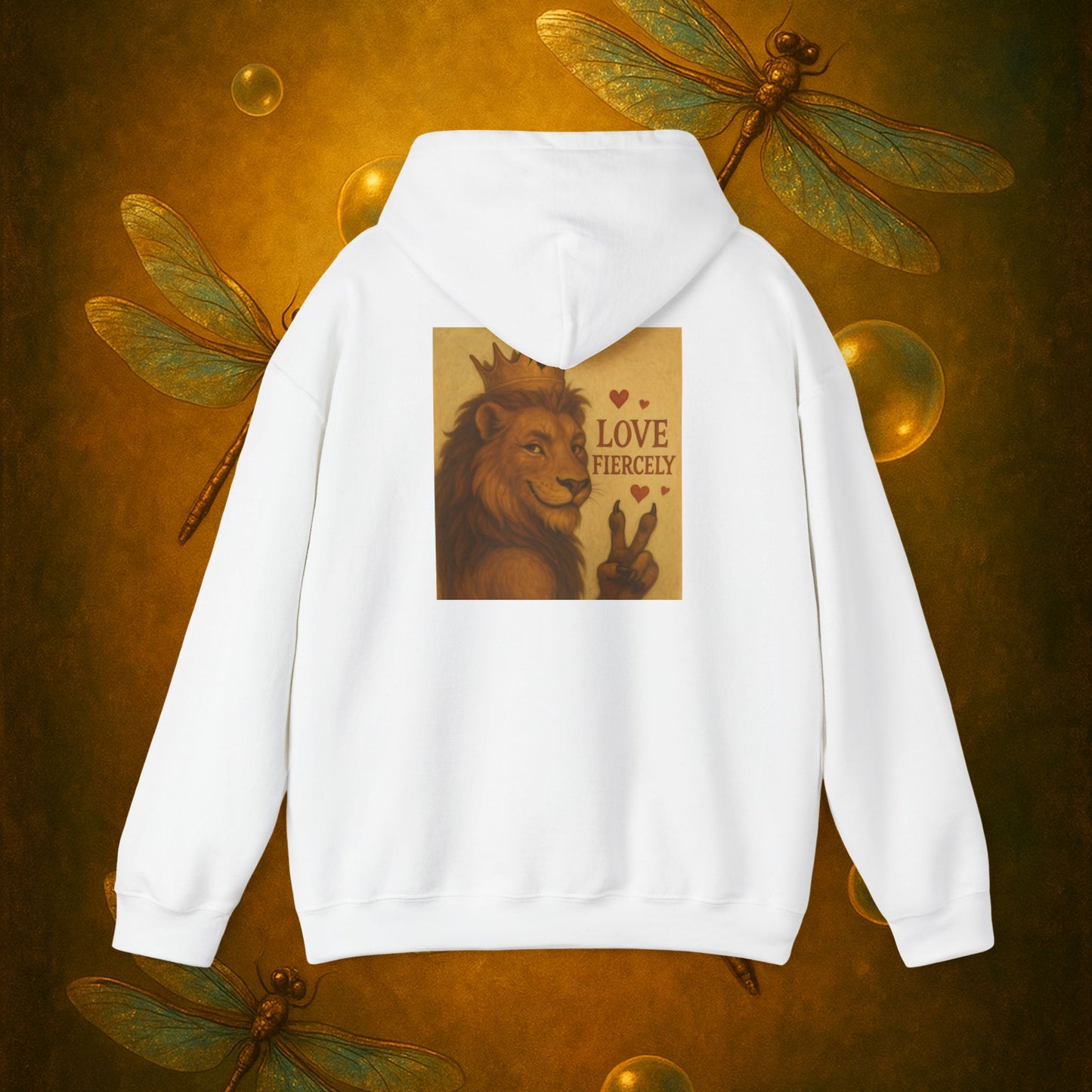 Never Bow Co. “Love Fiercely” Crowned Lion Hoodie | The crowned lion reminds you: Love fiercely, live boldly. A sacred strength hoodie crafted for rebels and dreamers who fight with heart, blending comfort, courage, and defiance in every stitch.
