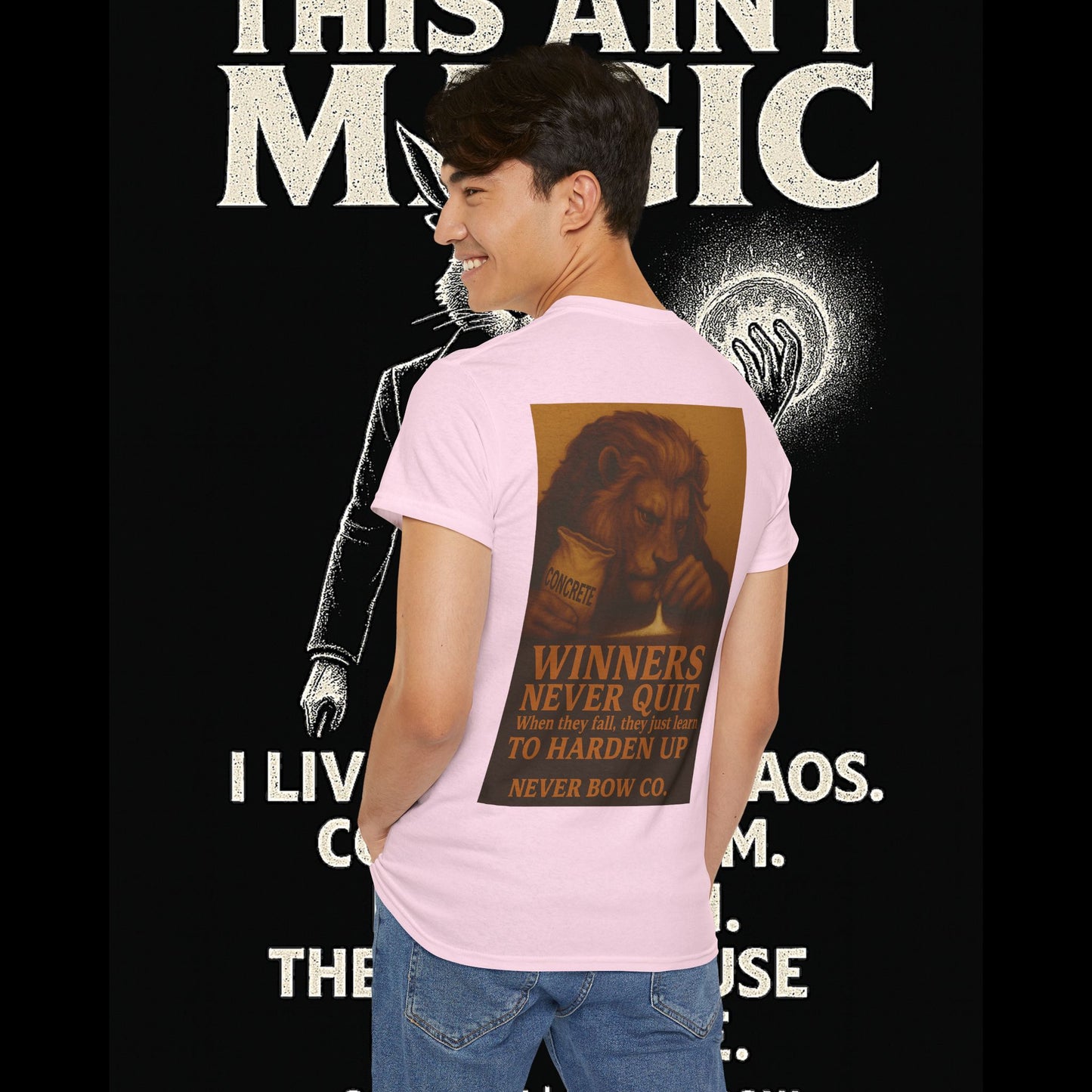 (Heavy Tee) Winners Never Quit Tee | Built for warriors who refuse to fold. “Winners Never Quit. When they fall, they just learn to harden up.” Perfect for strength, grit, and statement style.