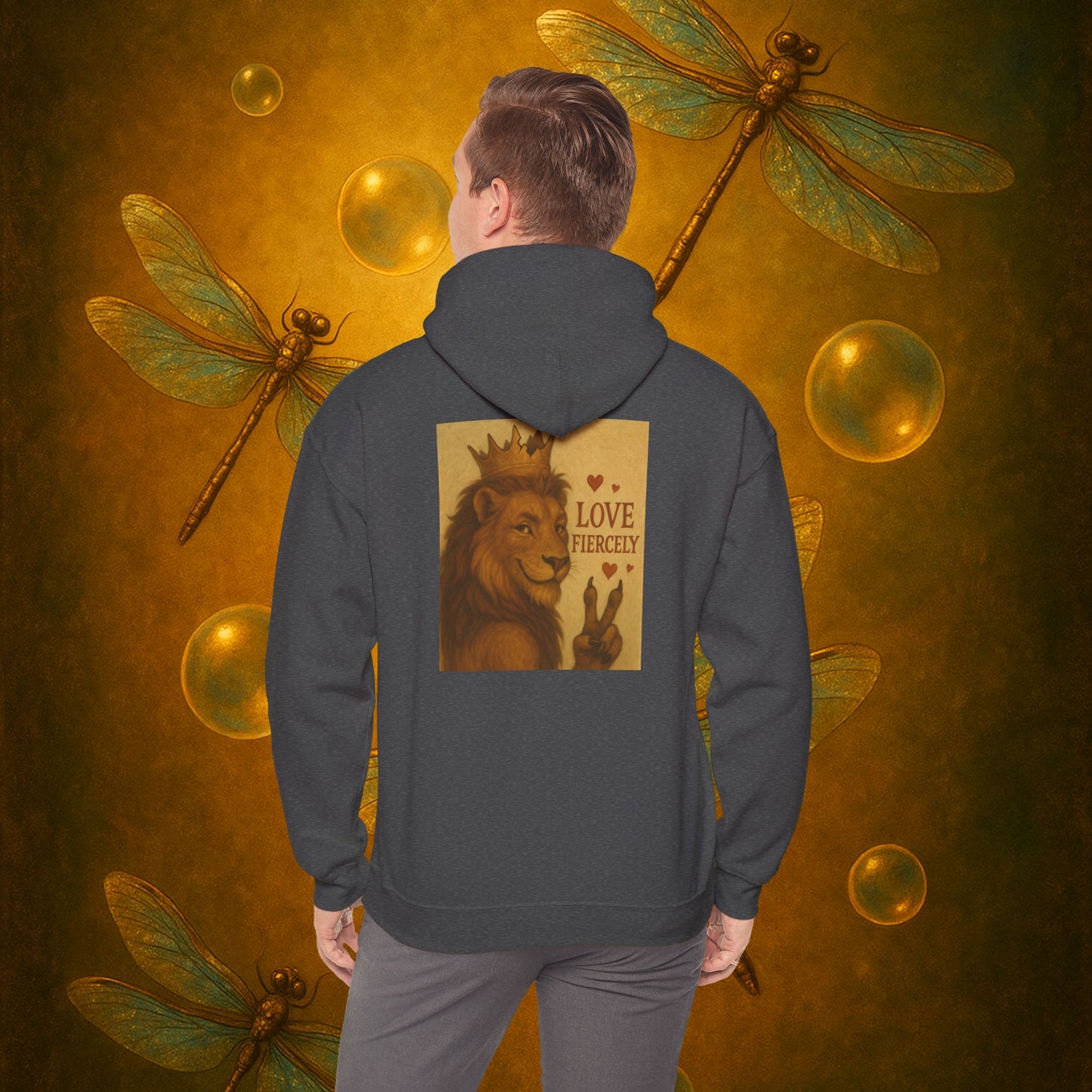 Never Bow Co. “Love Fiercely” Crowned Lion Hoodie | The crowned lion reminds you: Love fiercely, live boldly. A sacred strength hoodie crafted for rebels and dreamers who fight with heart, blending comfort, courage, and defiance in every stitch.