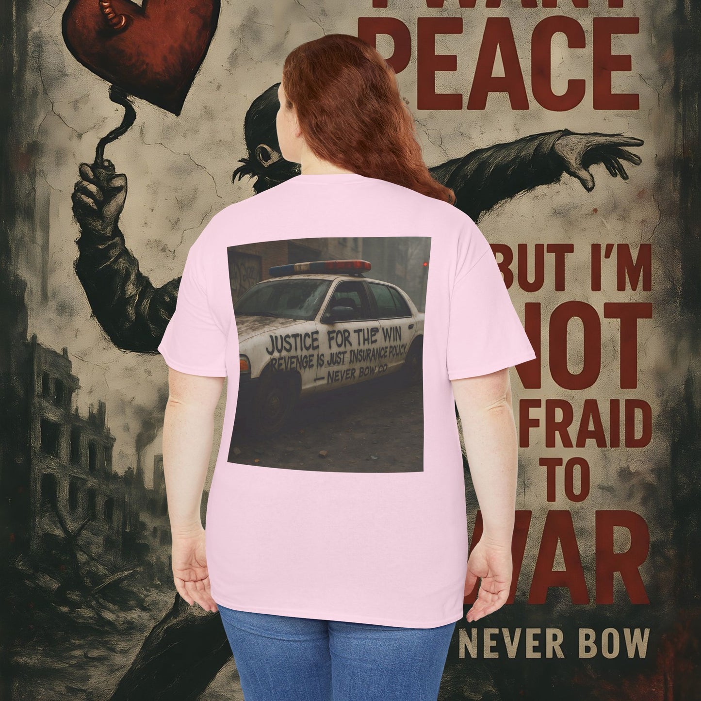 (Heavy Tee) Never Bow Co “Justice for the Truth” Protest Tee | Truth can’t be silenced. This protest tee carries raw defiance on its back — a streetwear statement for warriors demanding justice, truth, and accountability. Wear it. Shout louder.