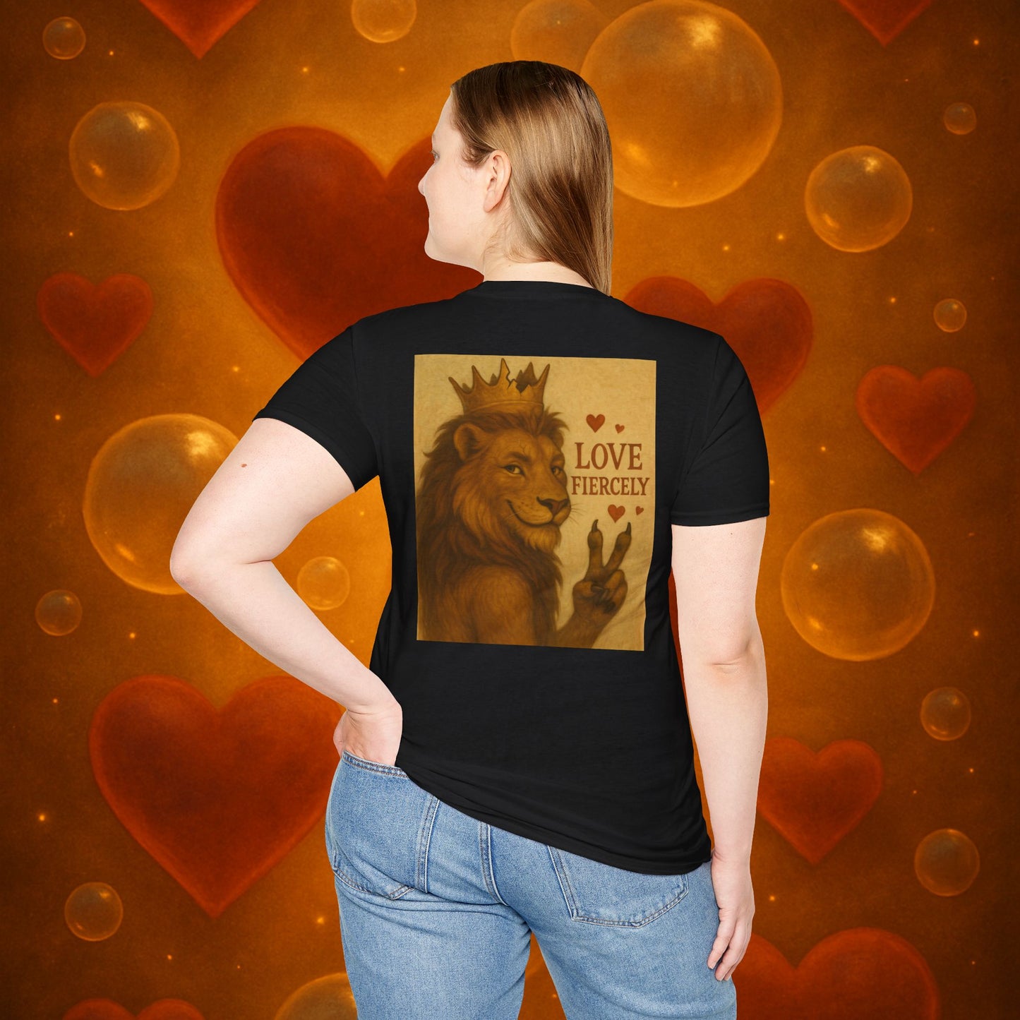 Never Bow Co. “Love Fiercely” Tee | Bold Streetwear Statement Shirt | The crowned lion commands: Love Fiercely. Heavy cotton strength meets fearless heart. Built for rebels who protect what matters and carry defiance with love. Wear the crown. Never Bow.
