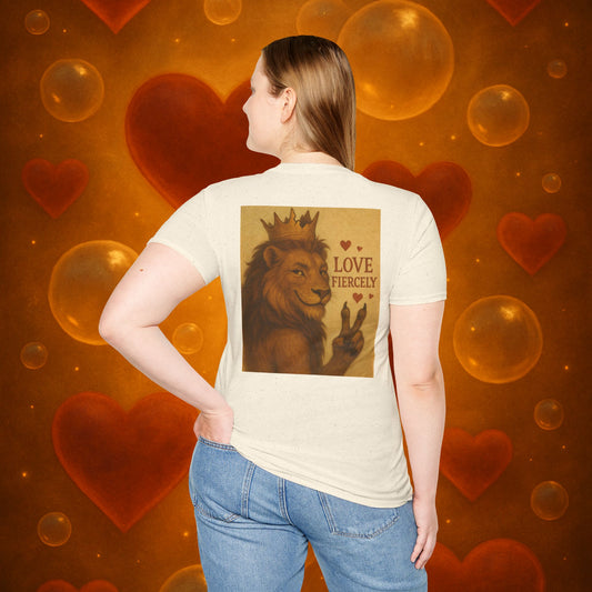 Never Bow Co. “Love Fiercely” Tee | Bold Streetwear Statement Shirt | The crowned lion commands: Love Fiercely. Heavy cotton strength meets fearless heart. Built for rebels who protect what matters and carry defiance with love. Wear the crown. Never Bow.