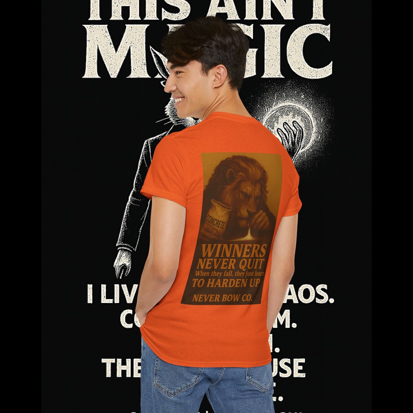 (Heavy Tee) Winners Never Quit Tee | Built for warriors who refuse to fold. “Winners Never Quit. When they fall, they just learn to harden up.” Perfect for strength, grit, and statement style.