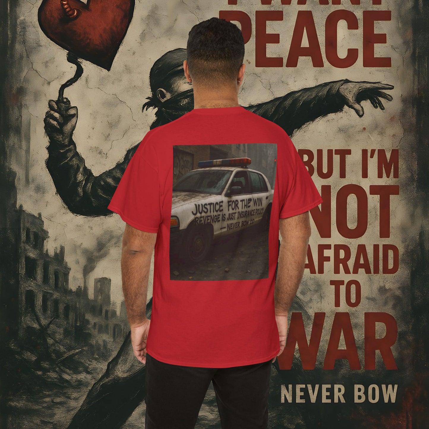 (Heavy Tee) Never Bow Co “Justice for the Truth” Protest Tee | Truth can’t be silenced. This protest tee carries raw defiance on its back — a streetwear statement for warriors demanding justice, truth, and accountability. Wear it. Shout louder.